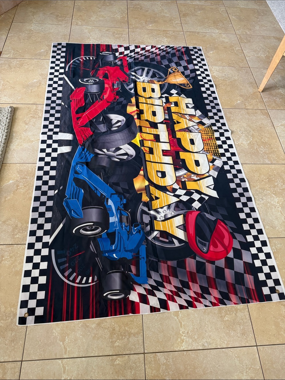 Boy race car birthday banner